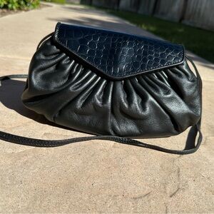 Vintage Fendi Croc Embossed Leather Crossbody with COA